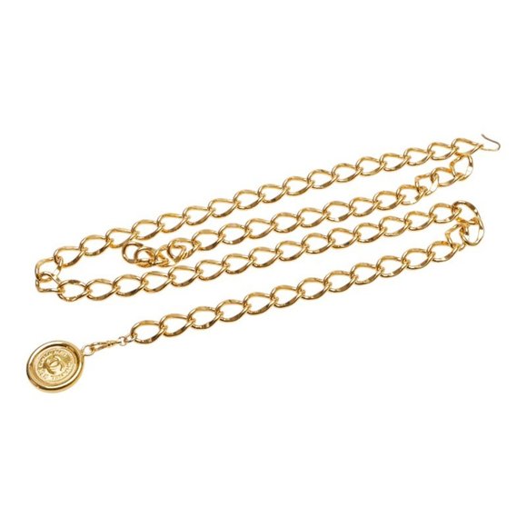 CHANEL Gold Logo Belt - Picture 1 of 5